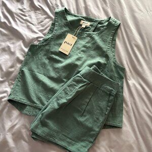 Pact Summer Set - Tulip Tank Top and Shorts - Canopy Linen Blend